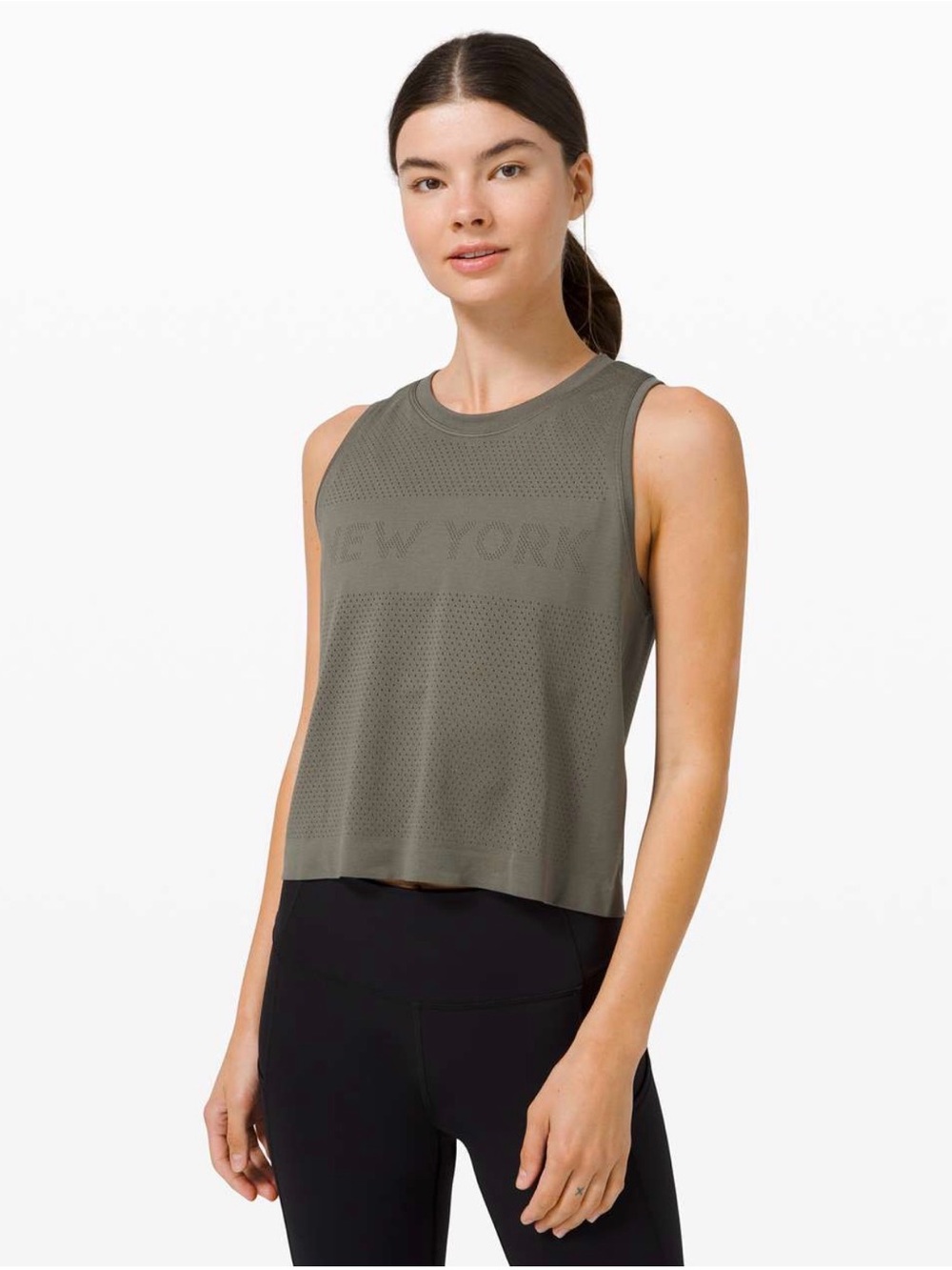 Lululemon Swiftly Breathe Crop Tank grey sage
